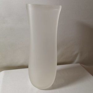 Large Unique & Beautiful Artist Signed Frosted Glass Vase w Pinched Design